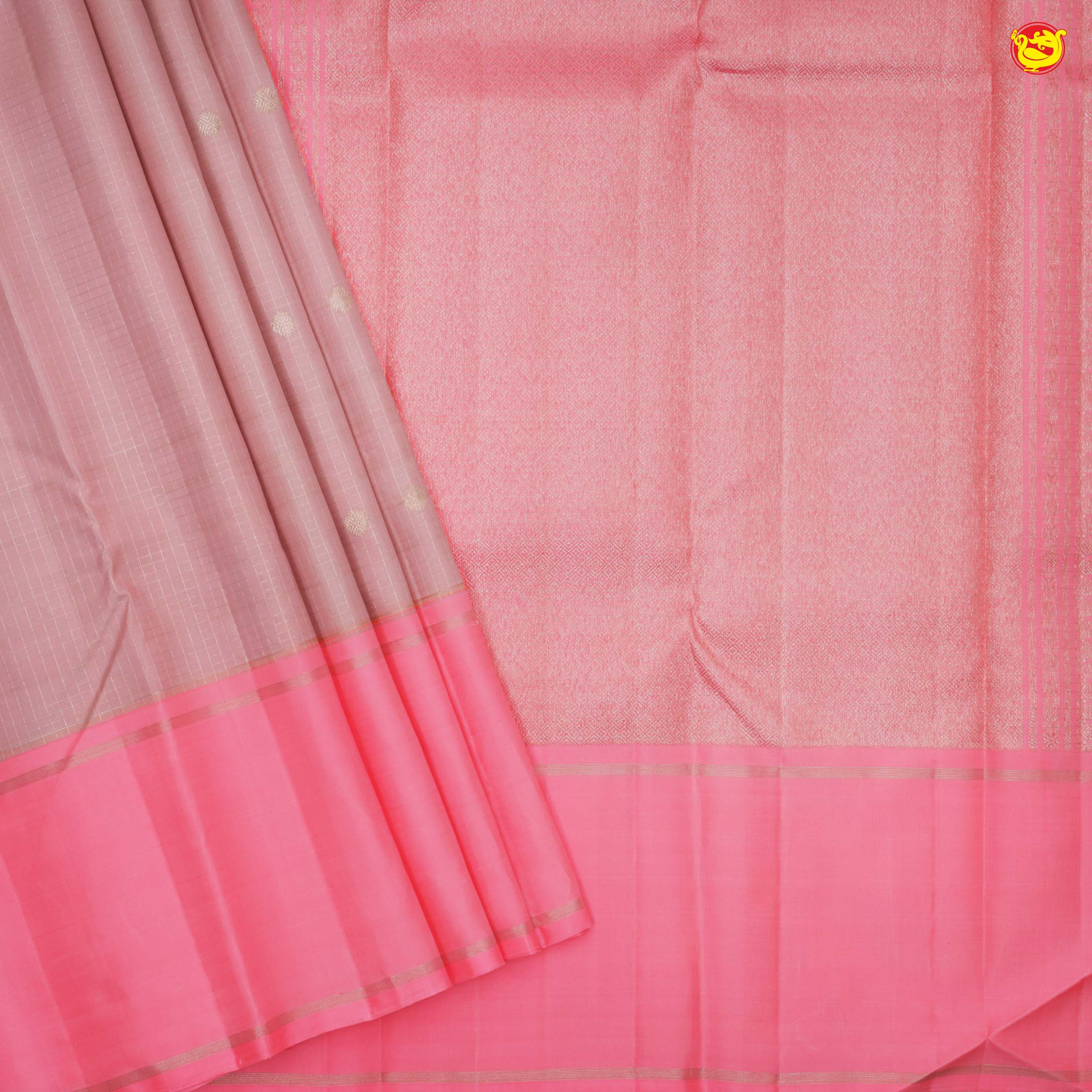 Pastel pink with mild candy pink pure Kanchipuram silk saree