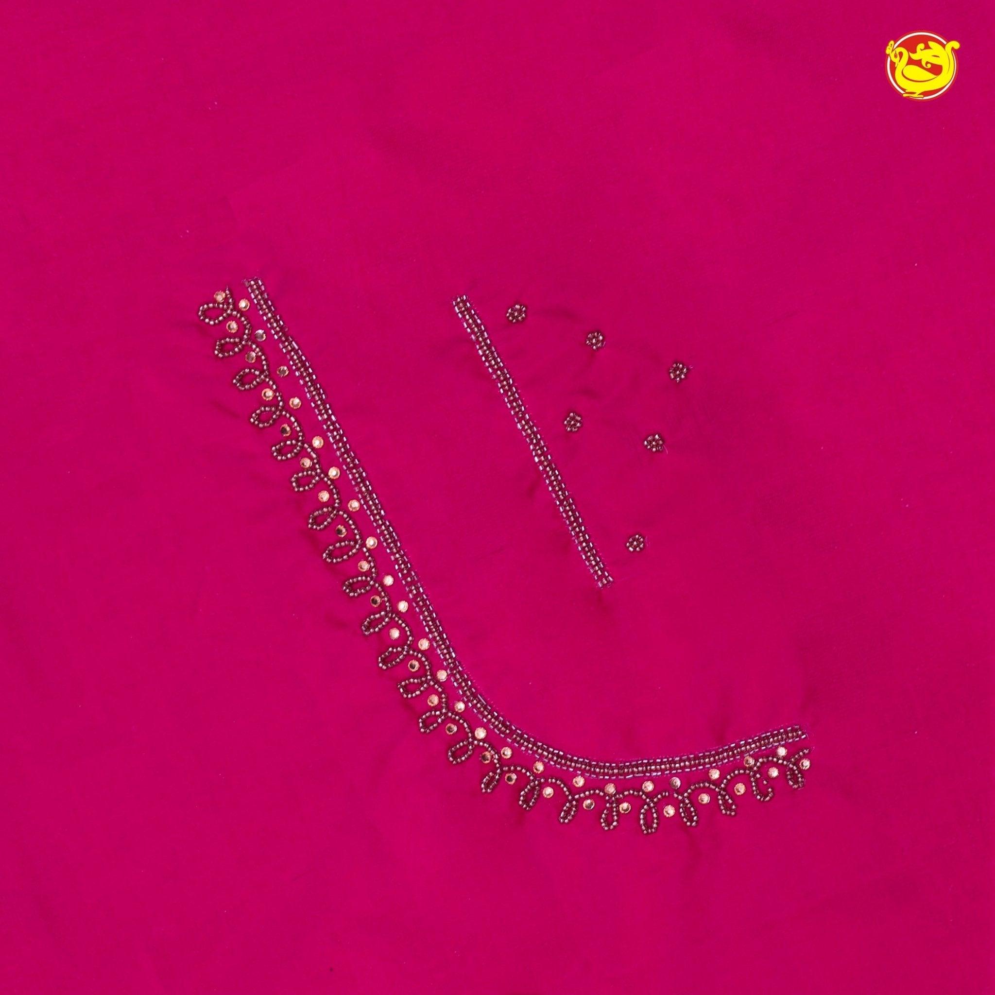 Rani Pink Bridal Aariwork Blouse - Thenianantham
