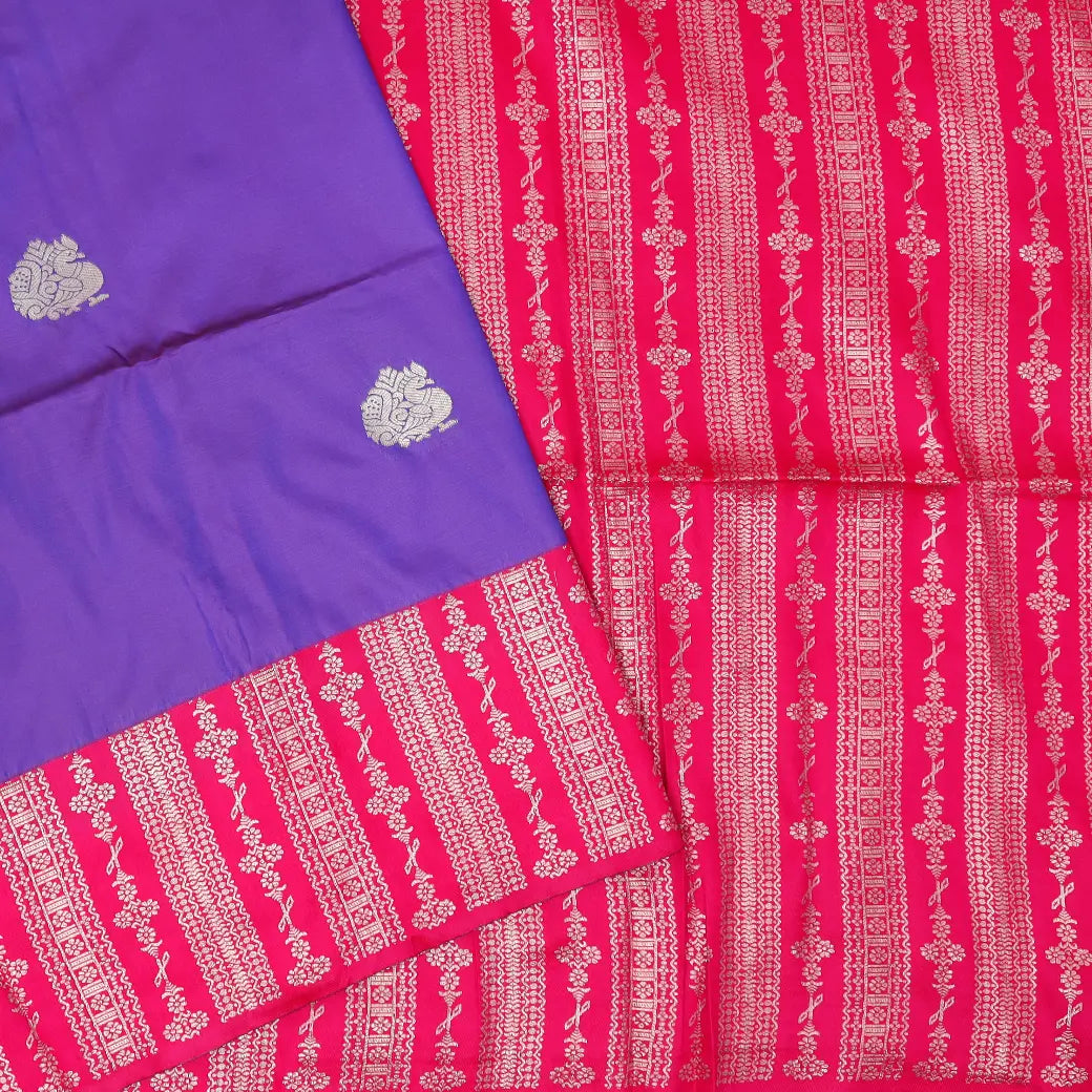 Purple with Red Soft Silk Saree
