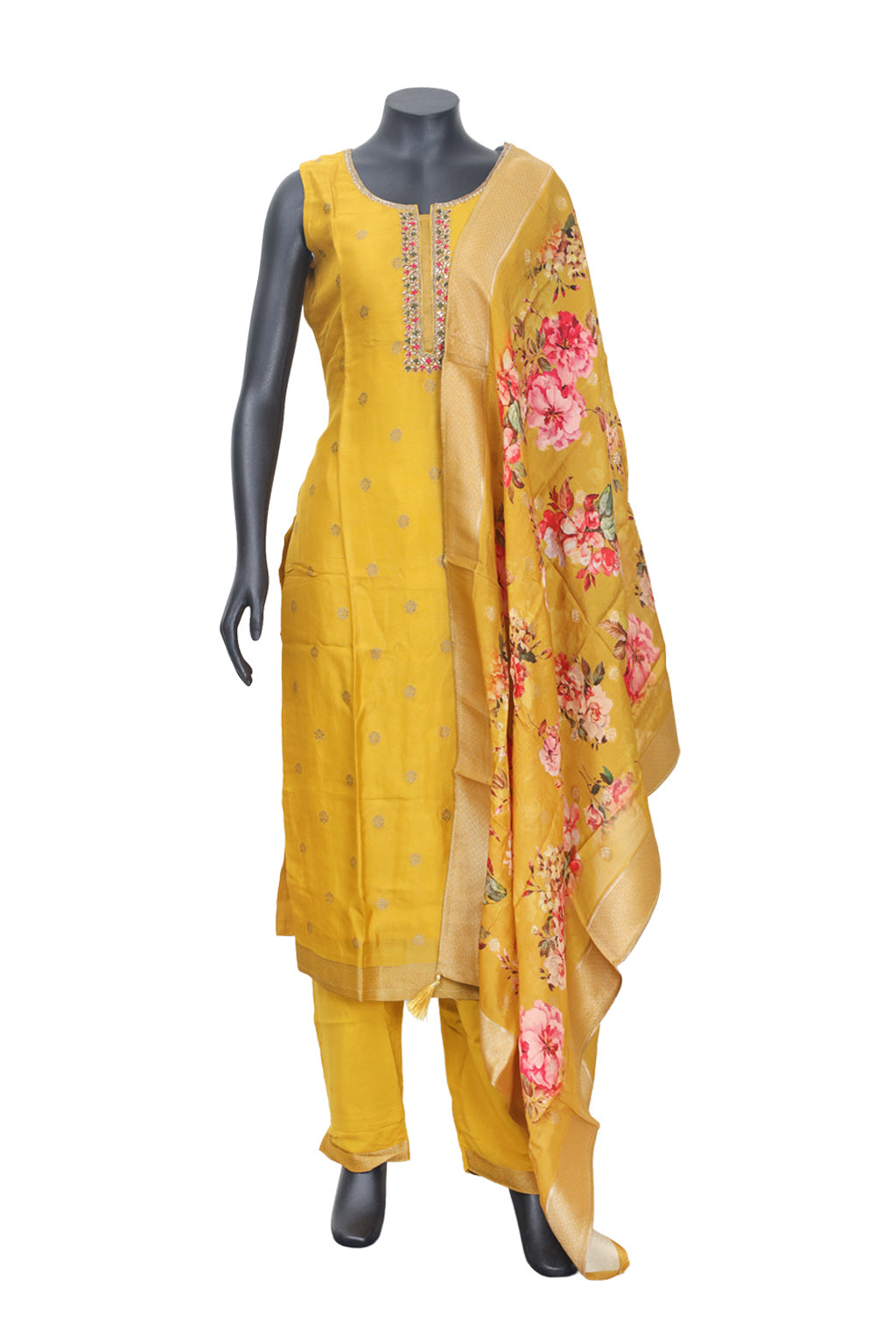 Yellow Color Ladies Branded Straight Cut Readymade Chudi Set
