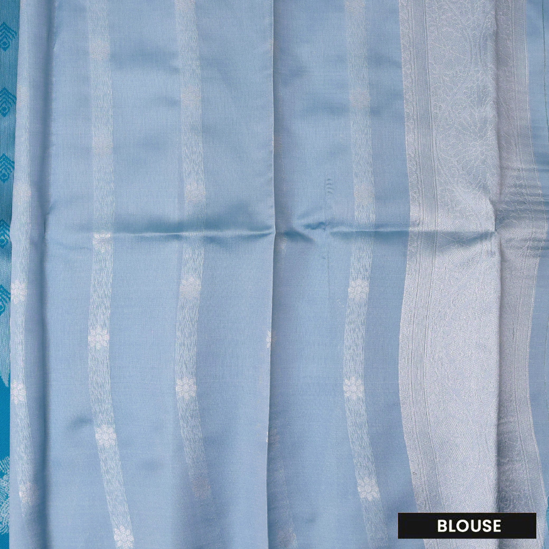 Dark Aqua Blue Color Semi Litchi Silk Saree