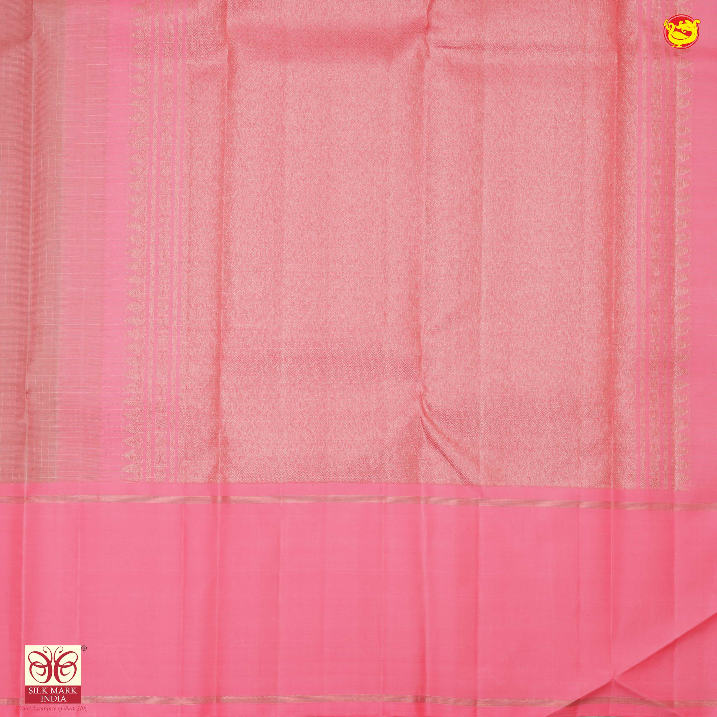 Pastel pink with mild candy pink pure Kanchipuram silk saree