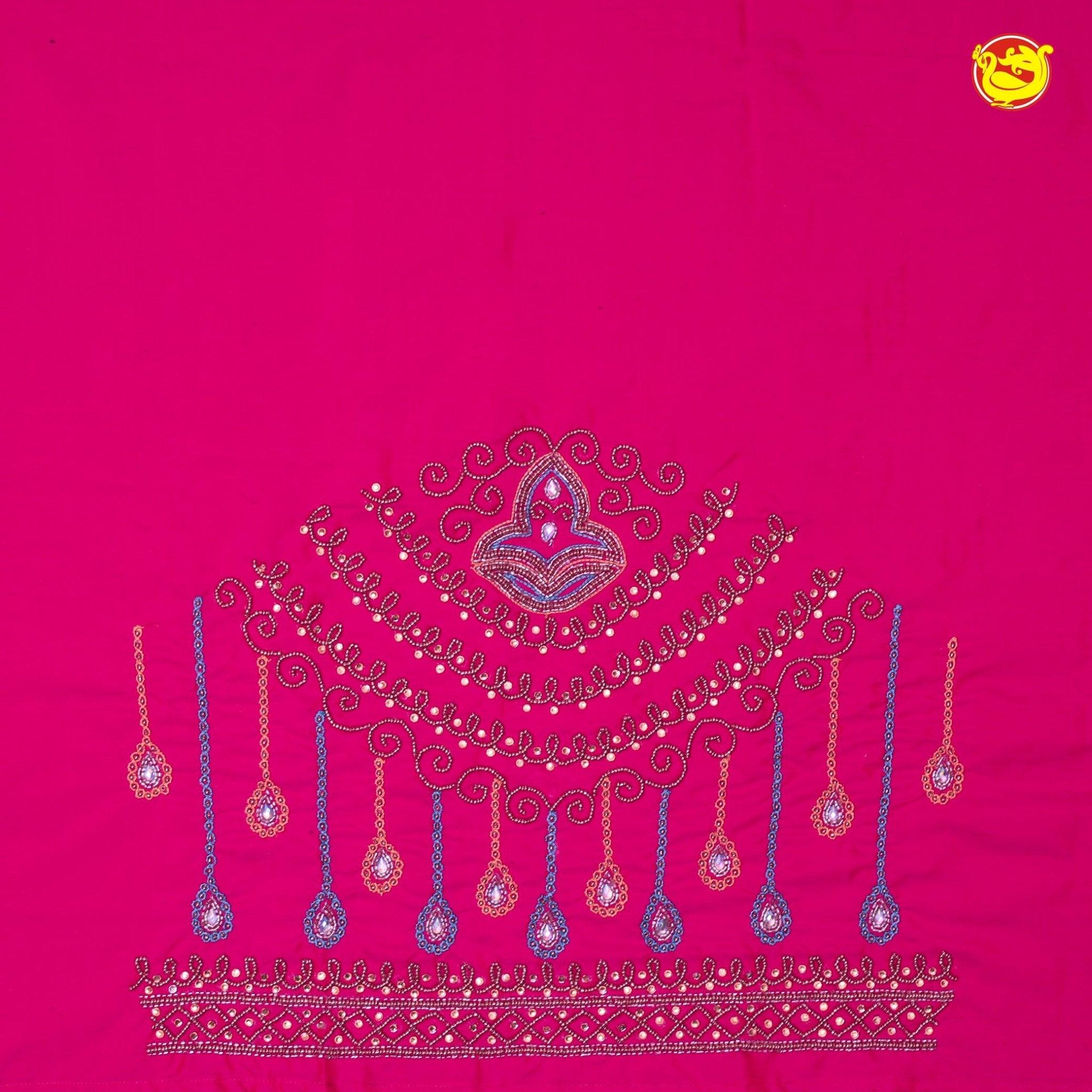 Rani Pink Bridal Aariwork Blouse - Thenianantham