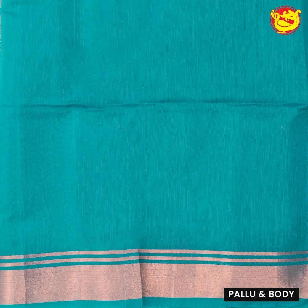 Baby Pink with Rama Green Pure Silk Cotton Saree - Thenianantham
