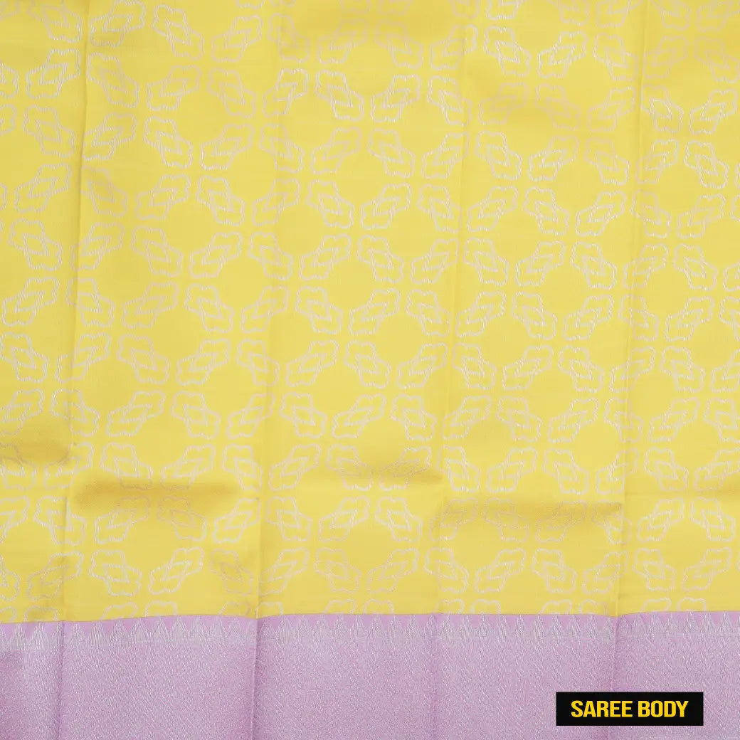 Yellow with Lavender Kubera Silk Saree