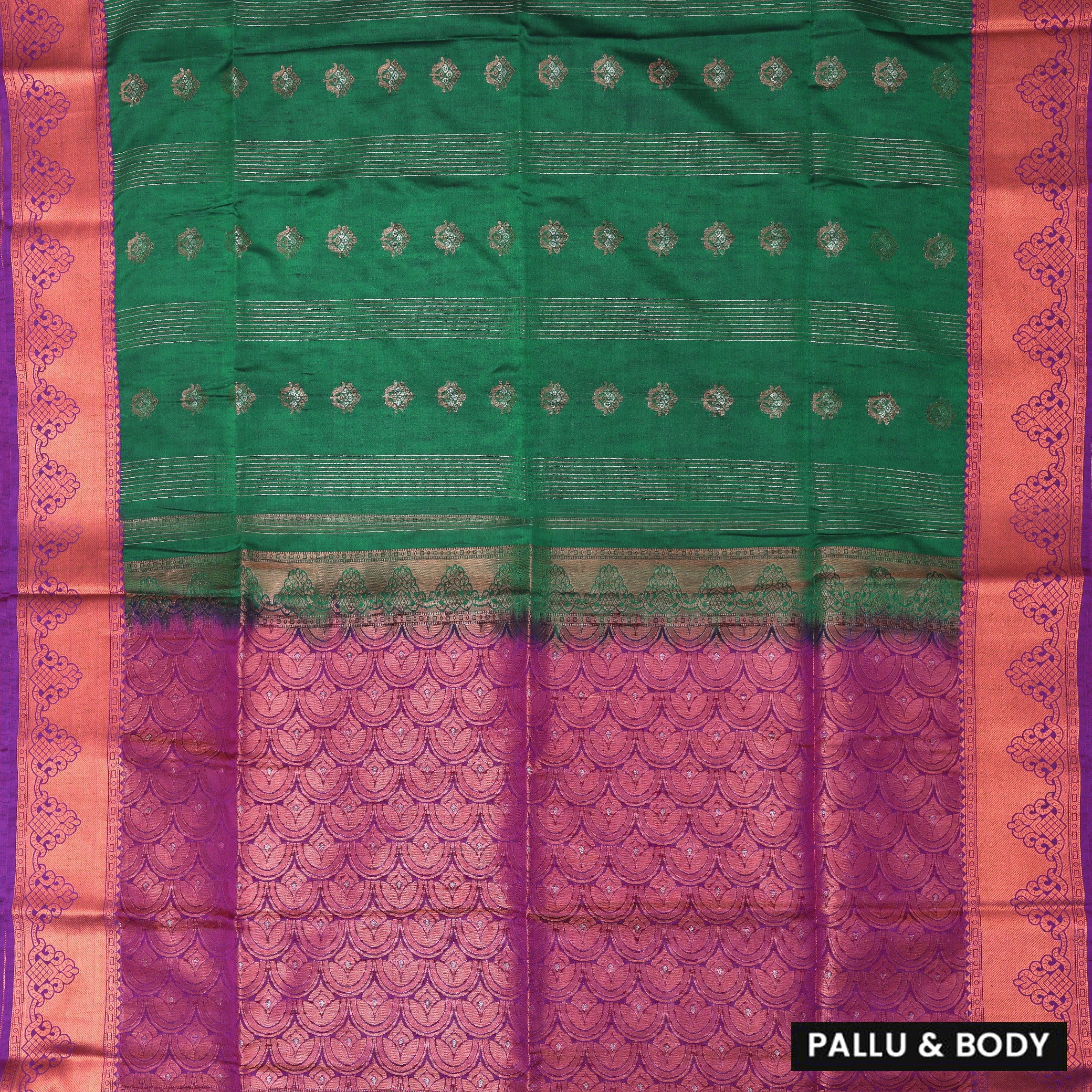 Green with Purple Soft Silk Saree