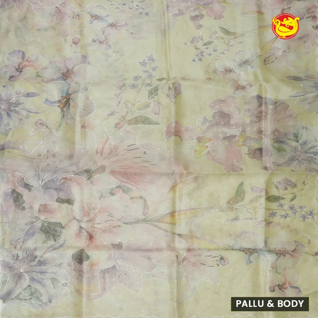 Beige With Organza Silk Saree