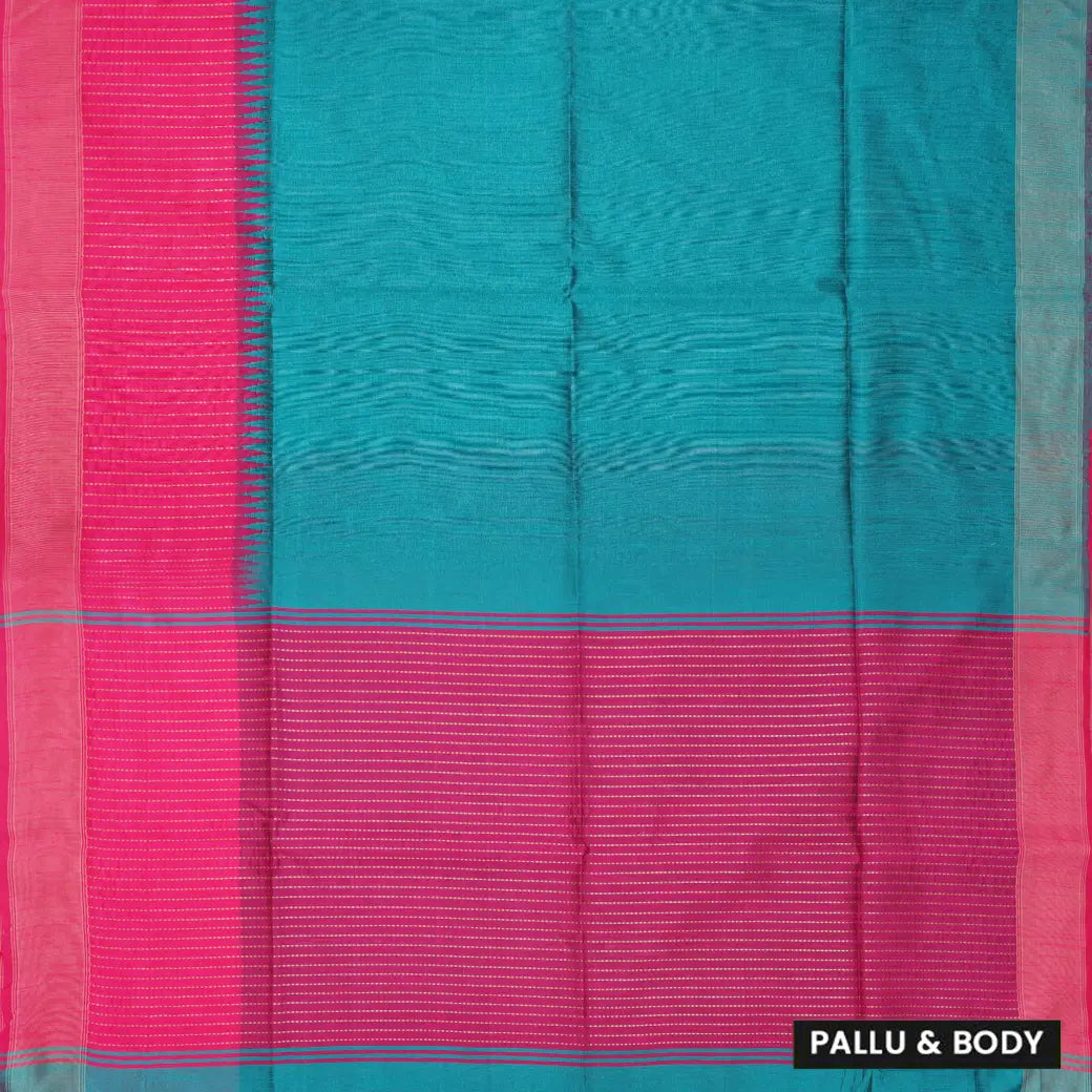 Sea Blue with Pink Art Tussar Saree