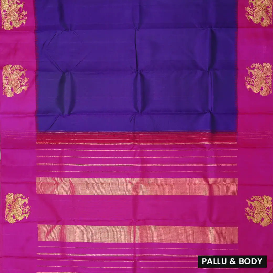 Royal Blue with Dark Pink Soft Silk Saree