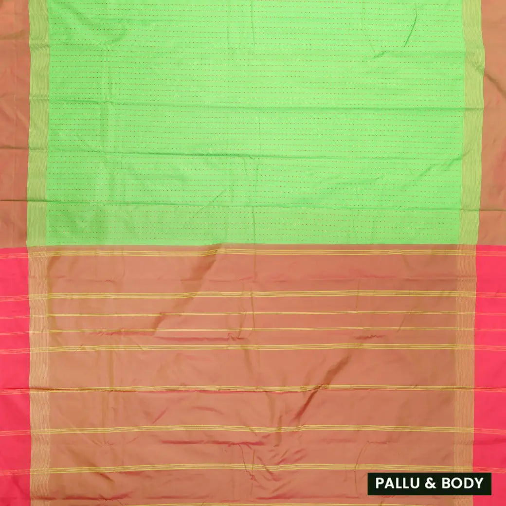 Bright Green with Light Brown Arani Fancy Silk Saree