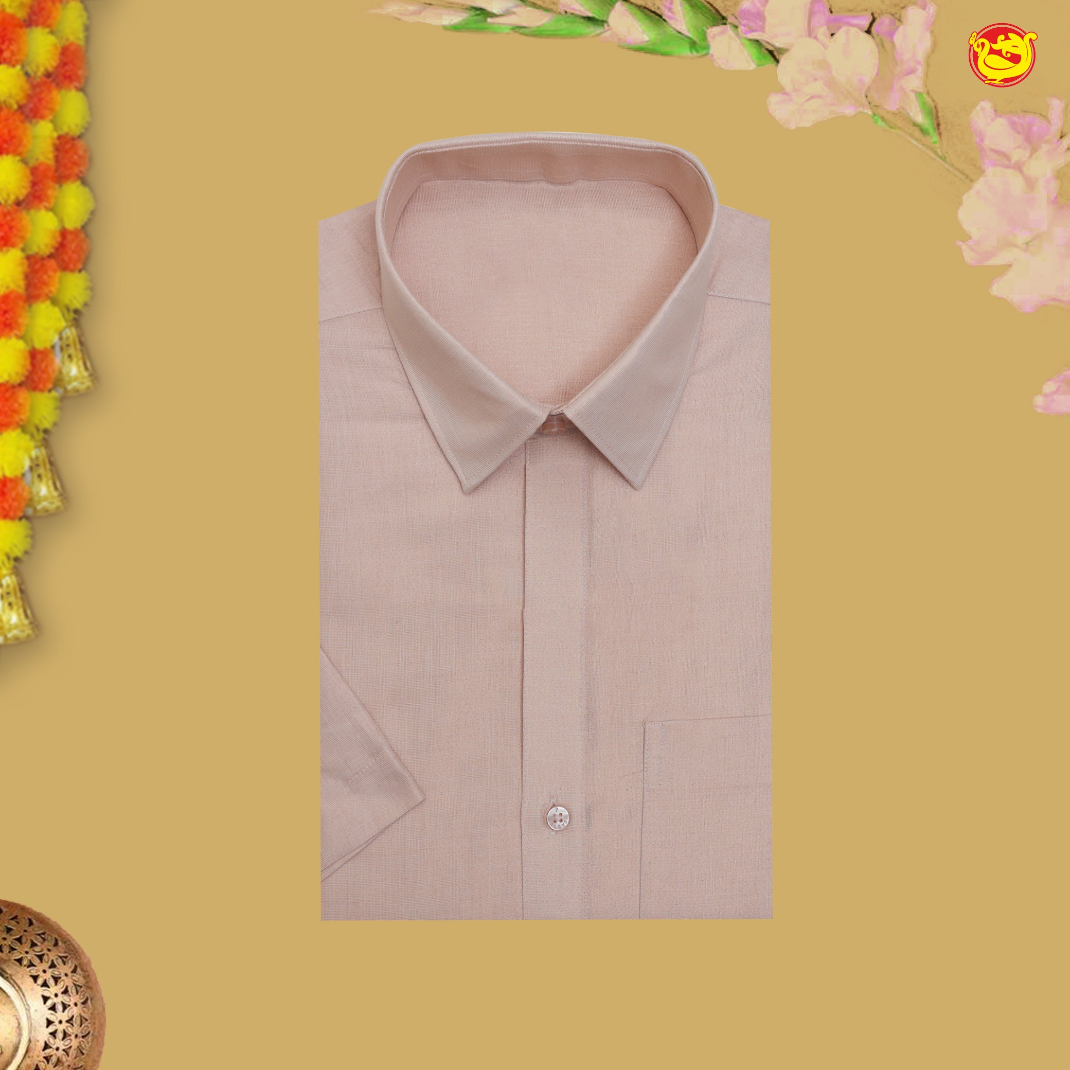 Quicksand Colour Tissue Readymade Shirts And Dhoti Sets for Men