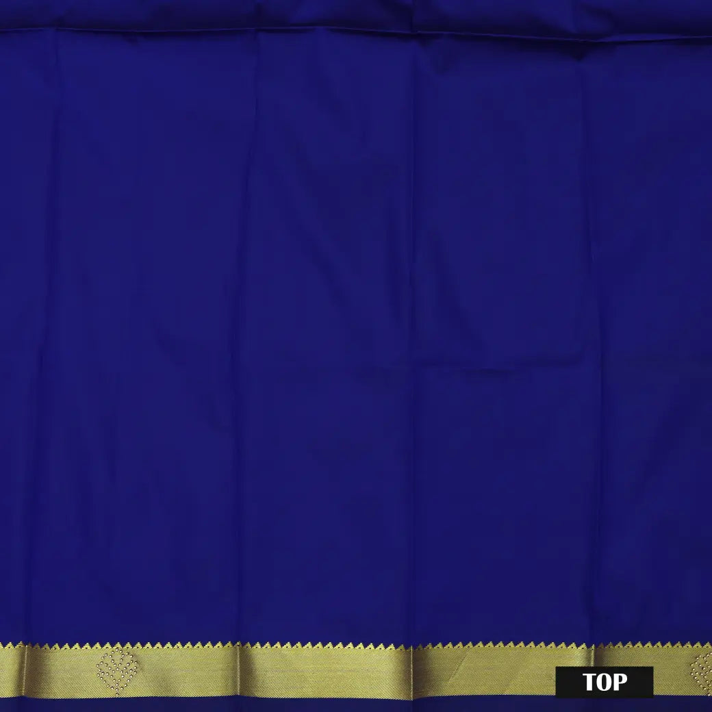 Light Blue With Royal Blue Colour Border Floral Design Traditional Pattu Pavadai Material