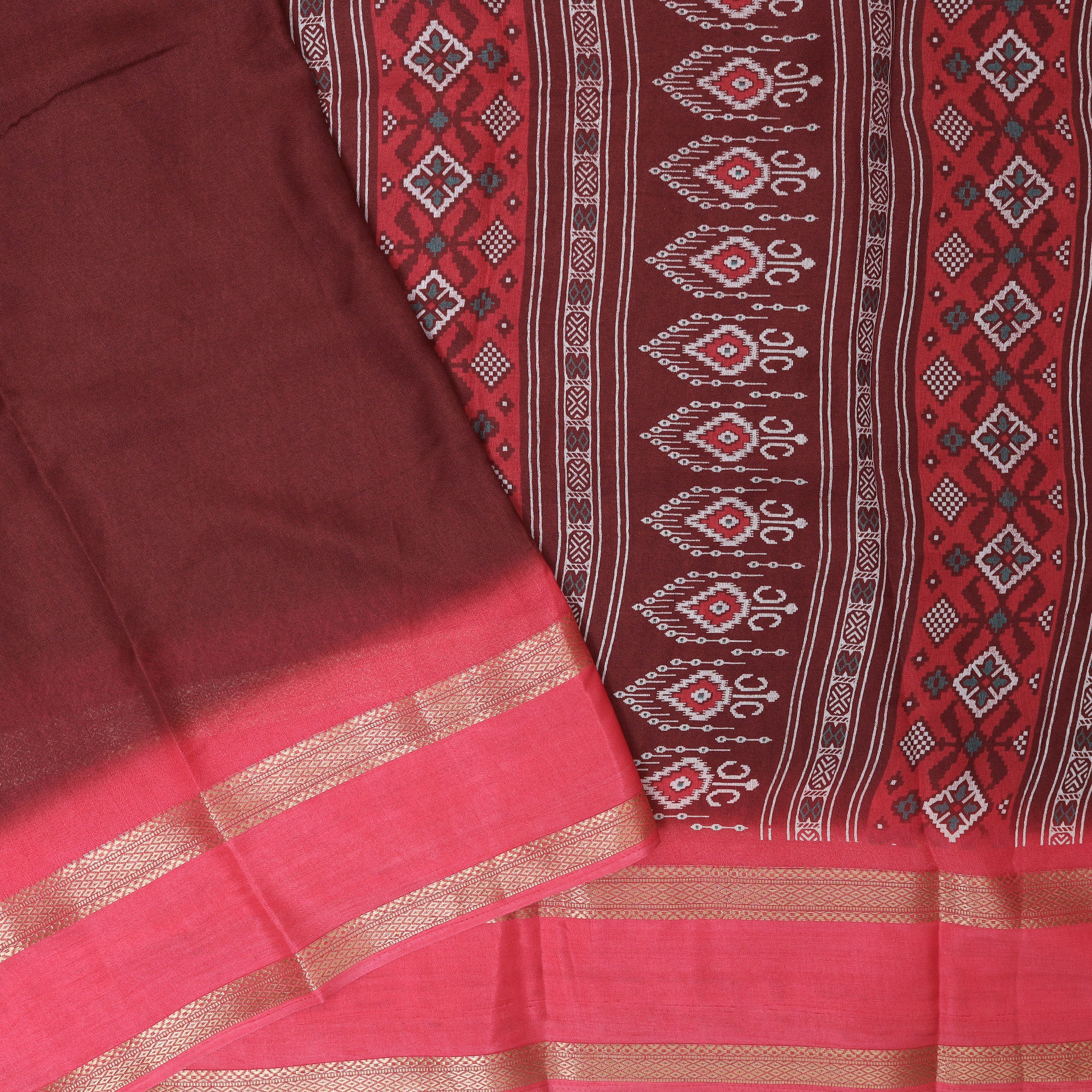 Brown with Rose Pink My sore Silk Saree