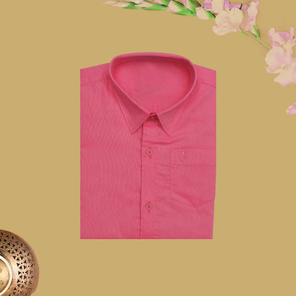 Pink Cotton with Boy’s Readymade Shirt And Dhoti Set