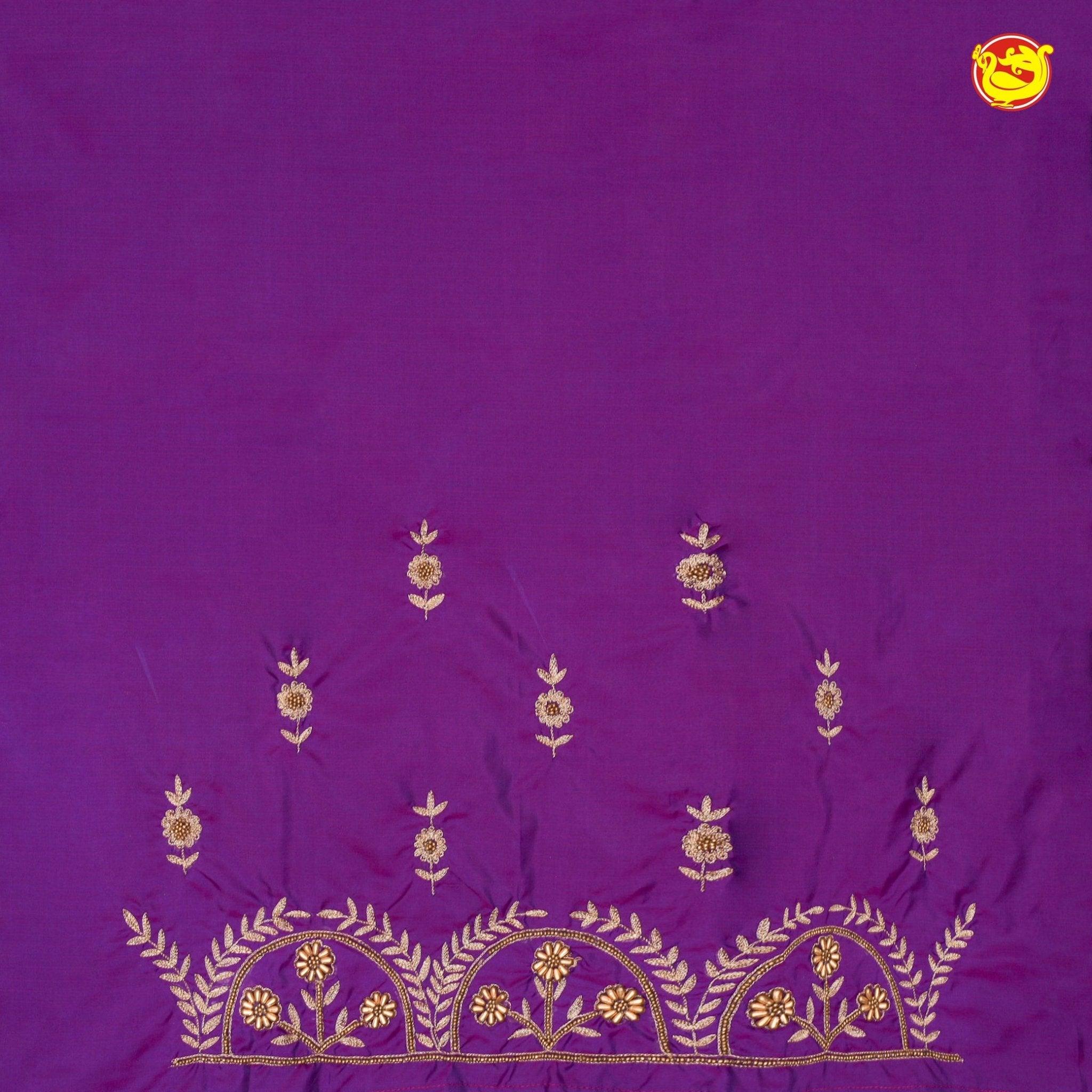 Purple Zari Work Bridal Aariwork Blouse - Thenianantham