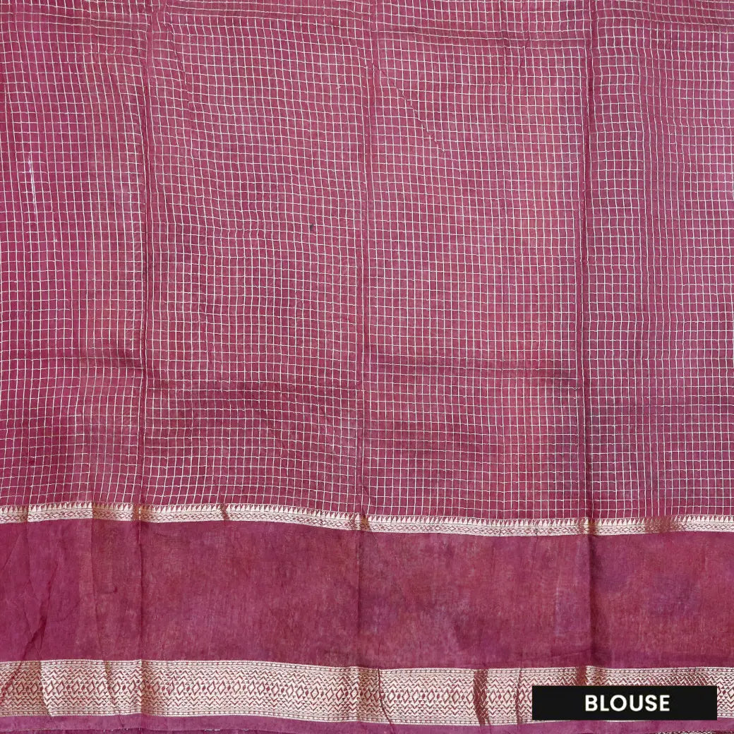Bright Teal Green with Maroon Semi Chanderi Silk Saree