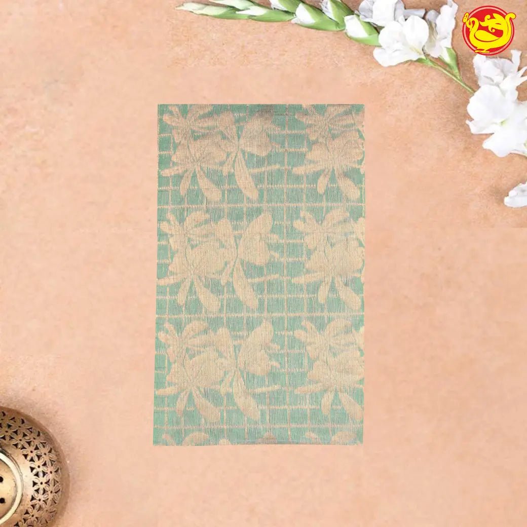 Double Shade Mint Green Pure Silk Cotton Saree - Thenianantham