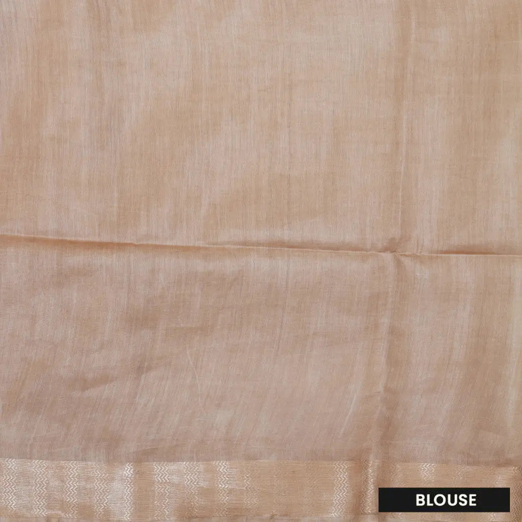 Cream with Light Green Art Tussar Saree