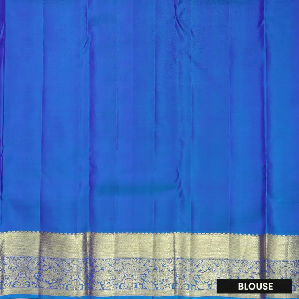 Magenta with Blue Gold Zari Border Wedding Silk Saree