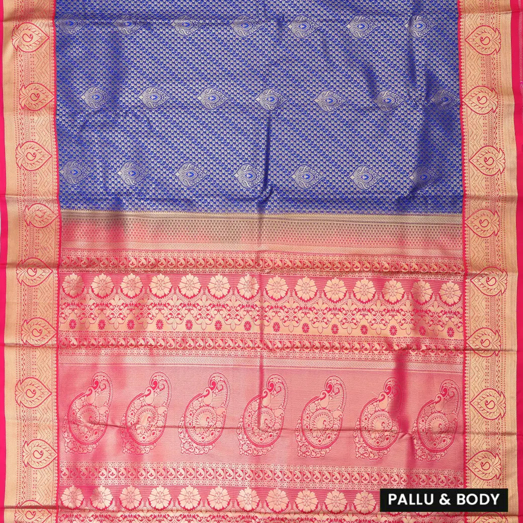 Blue with Pink Art Silk Saree