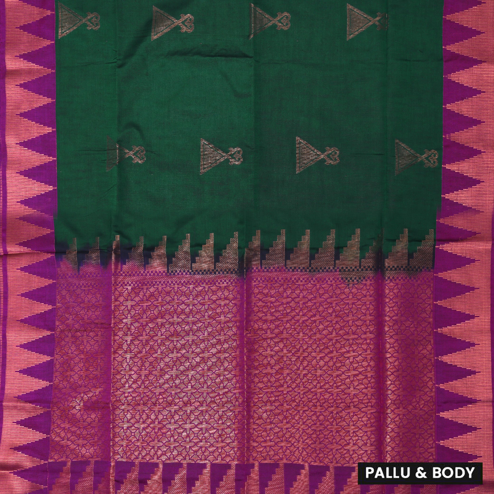 Parrot Green with Purple Soft Silk Saree