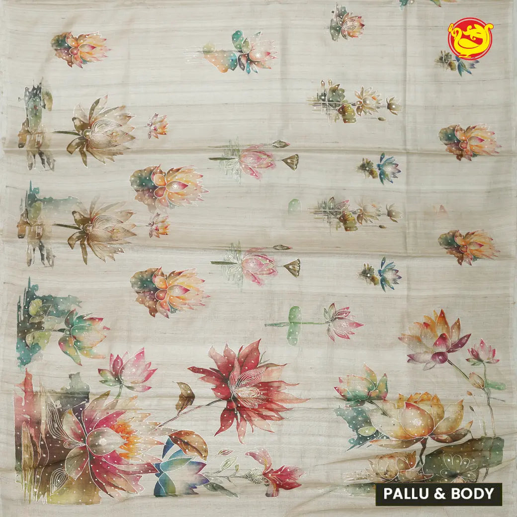 Sandal Khadi Tussar Saree