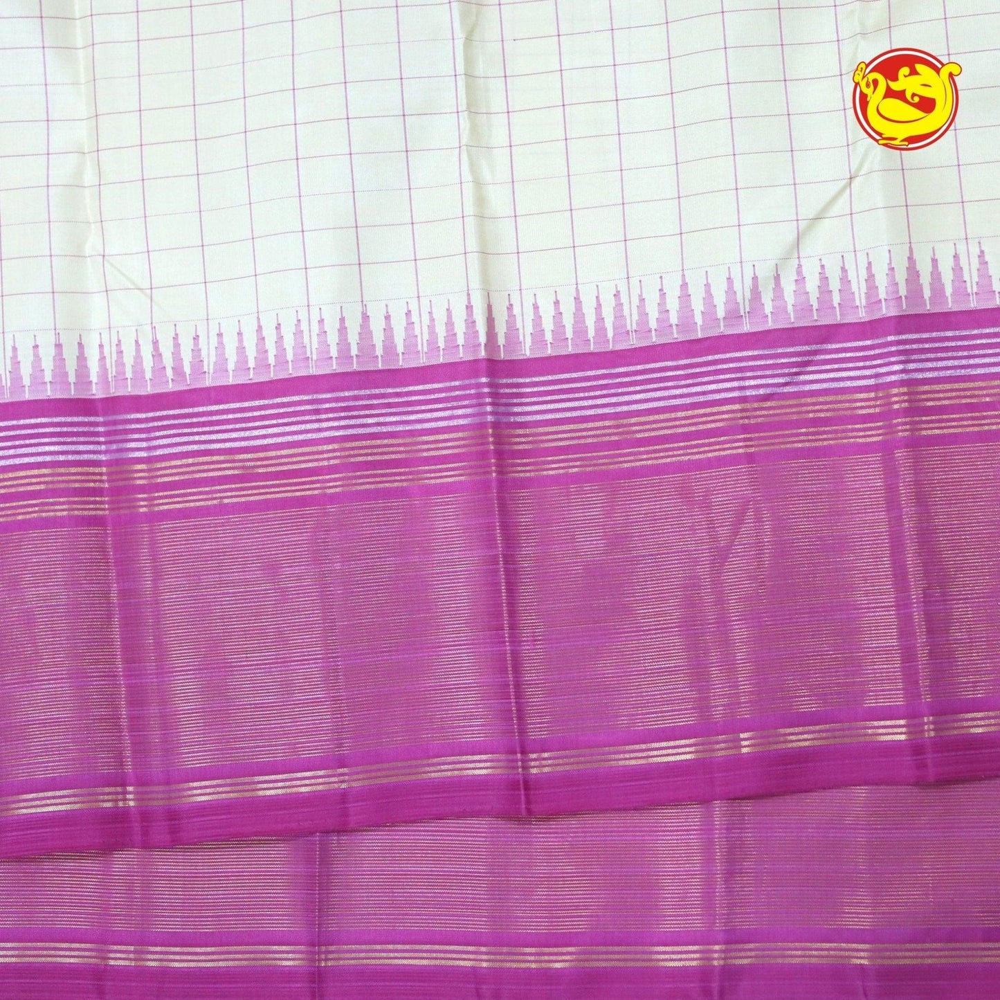 Half White With Pink Arani Soft Silk Saree - Thenianantham