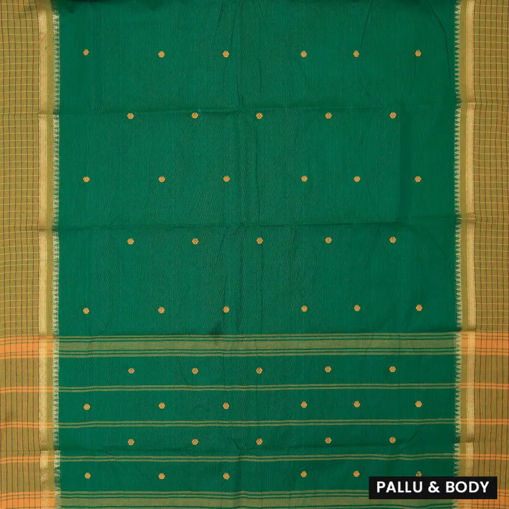 Deep Green Pure Chettinad Cotton Saree without Blouse