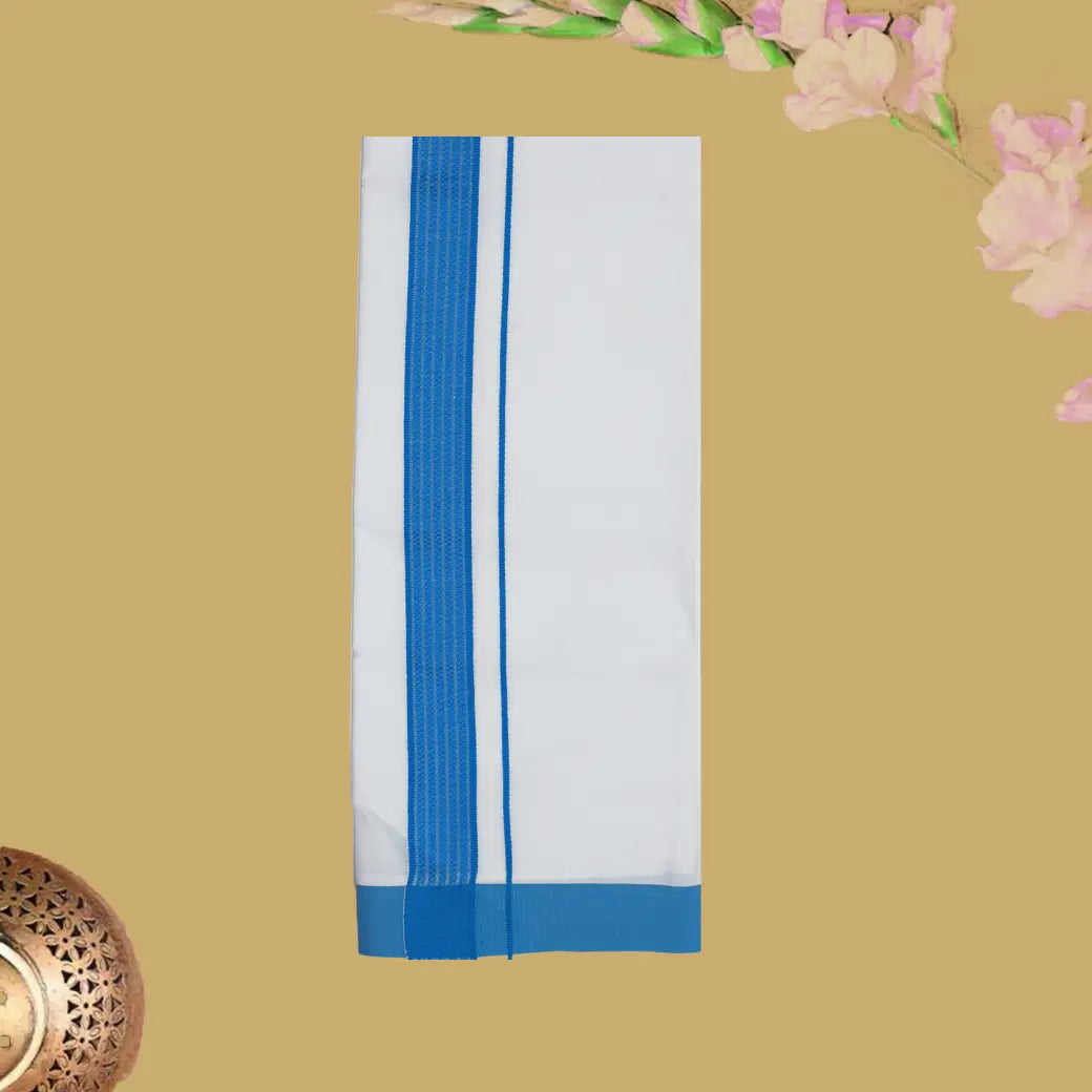 Blue Cotton with Boy’s Readymade Shirt And Dhoti Set