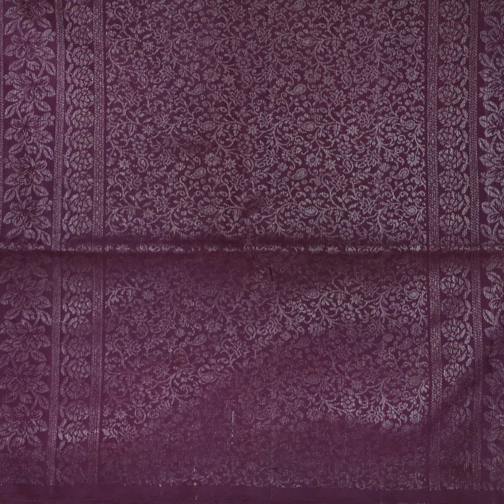 Dark Purple & Silver Pure Soft Silk Saree