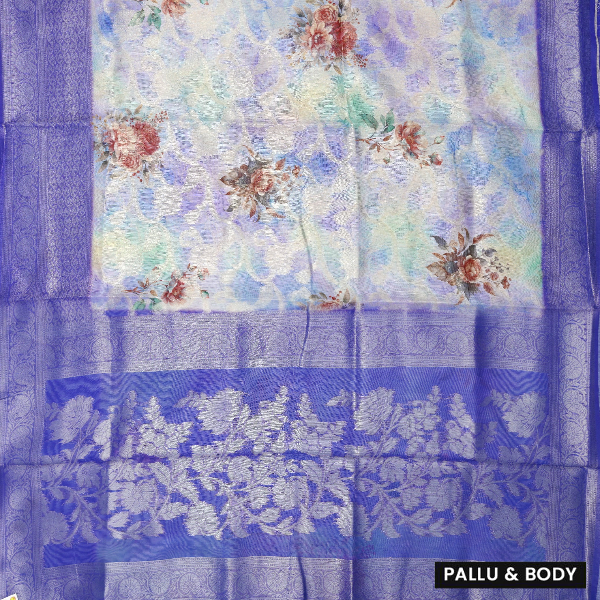 Multi Color Semi Burberry Silk Saree