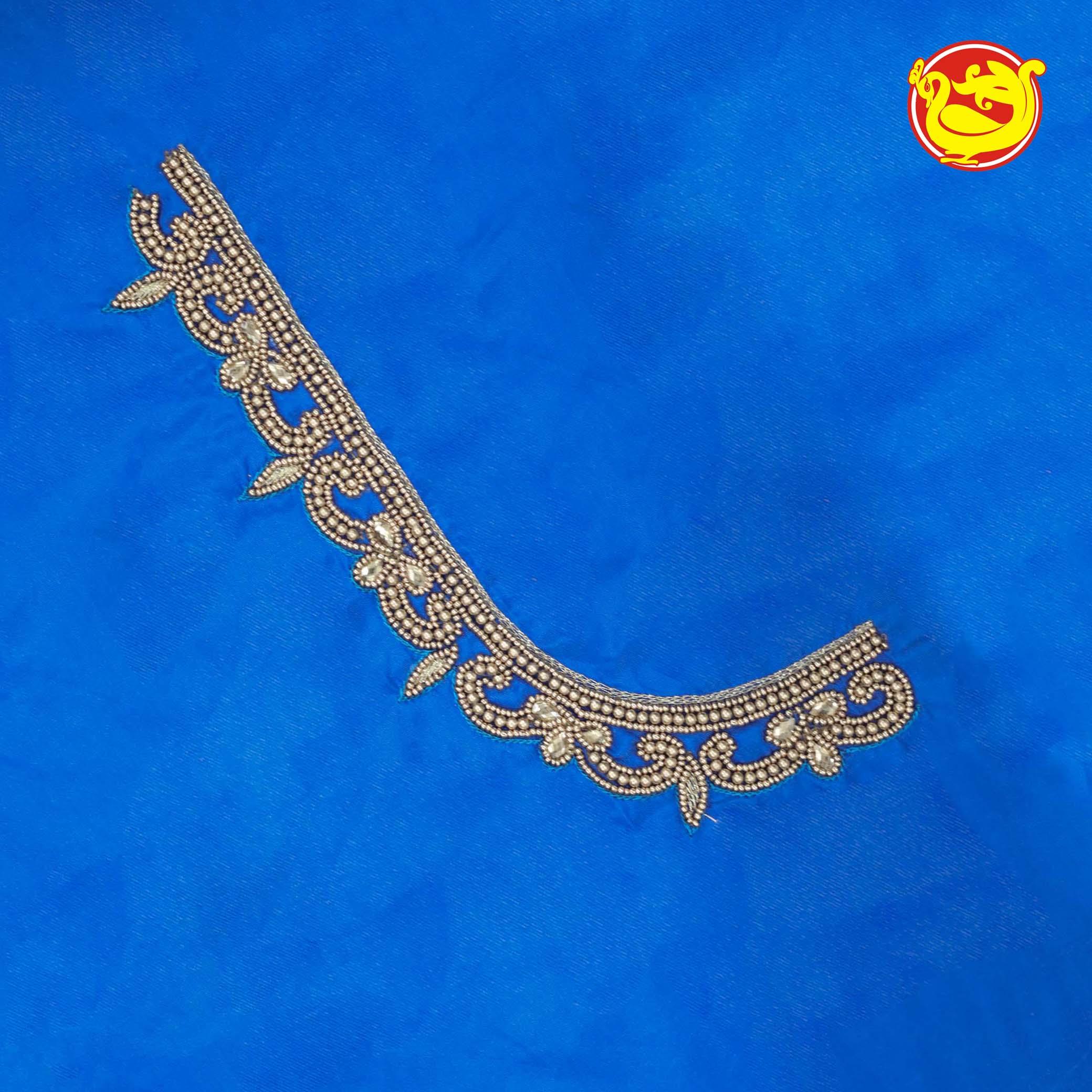 Royal Blue Bridal Aariwork Blouse