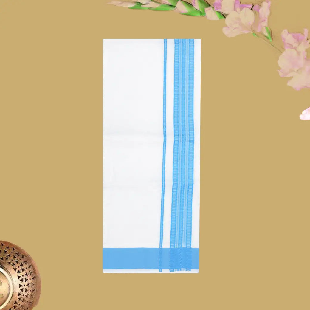 Pastel Blue Cotton with Boy’s Readymade Shirt And Dhoti Set