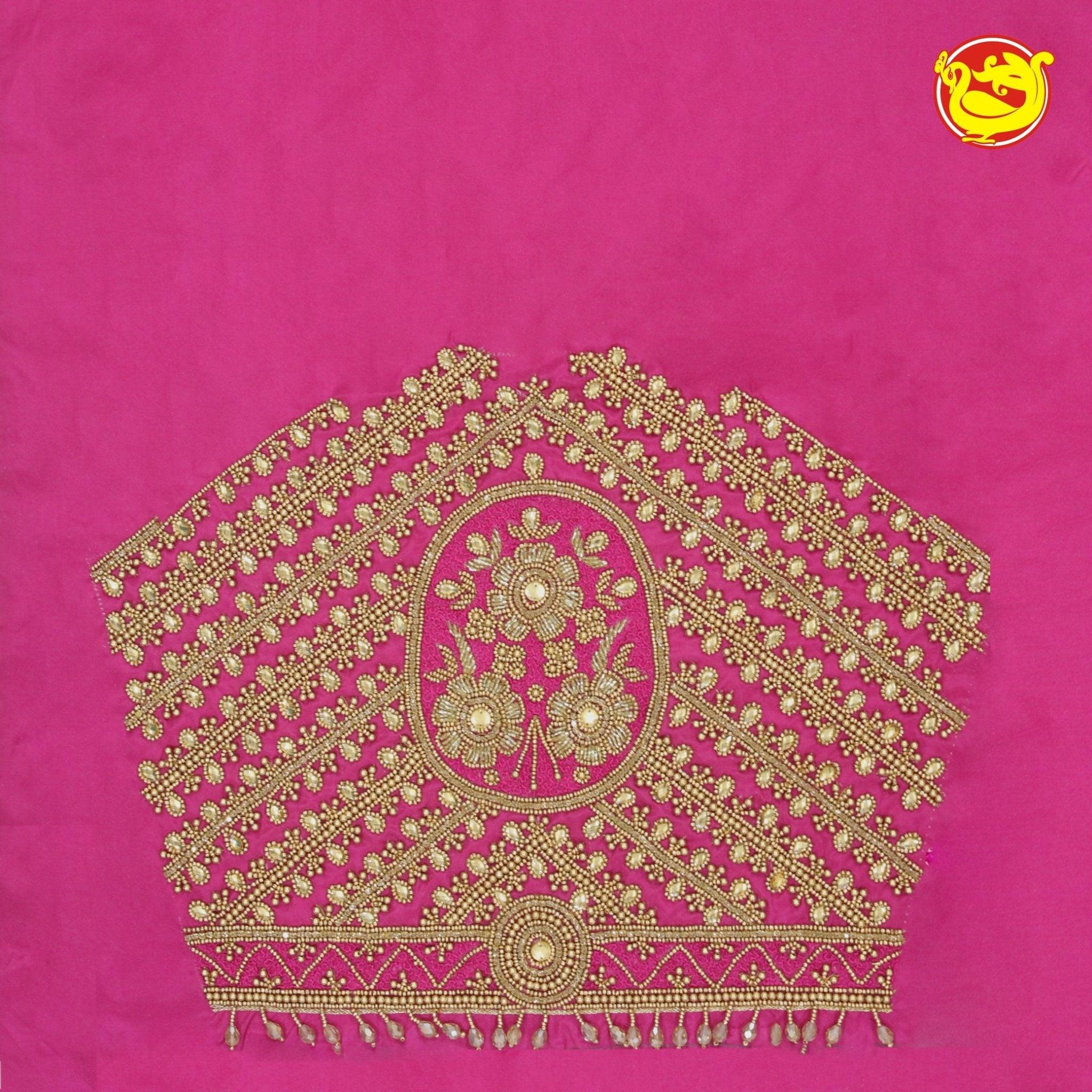 Pink Bridal Aariwork Blouse - Thenianantham