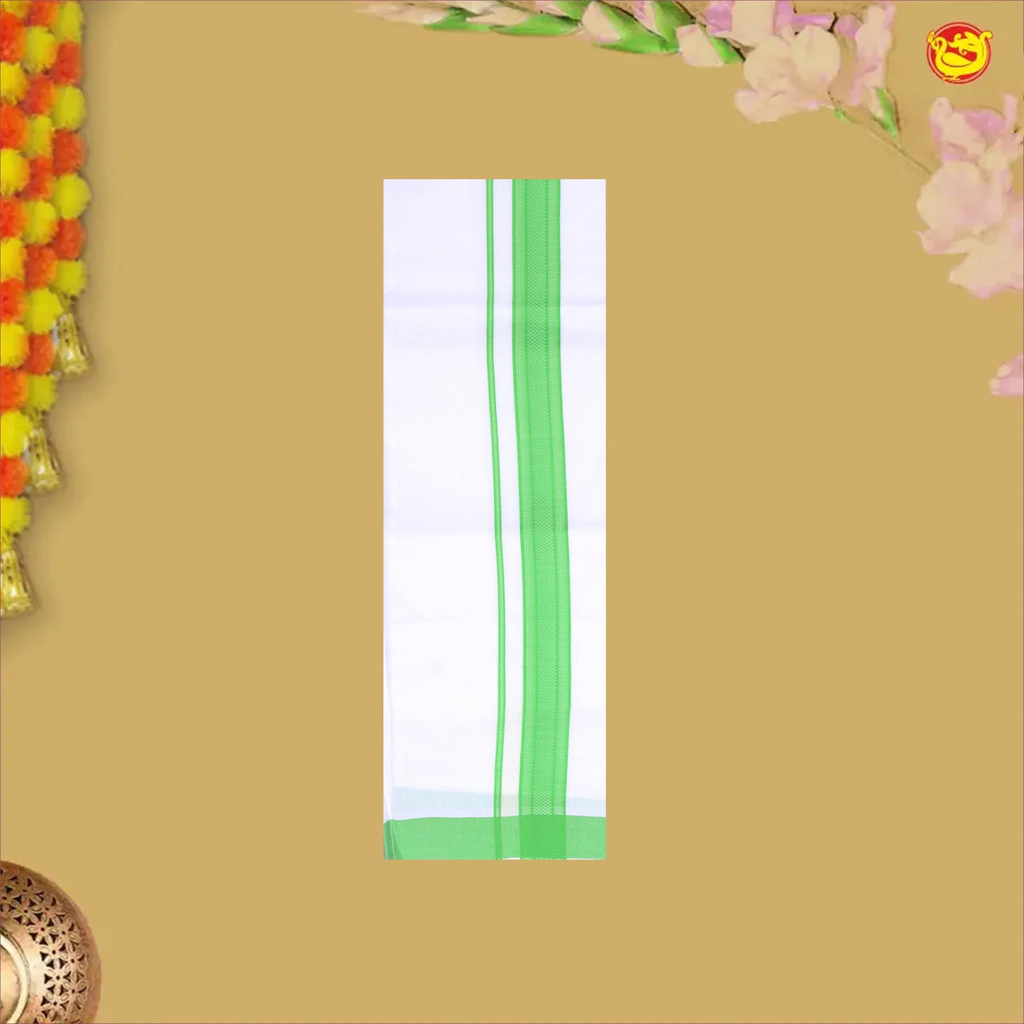 Green Colour Cotton Boy’s Readymade Shirt And Dhoti Set