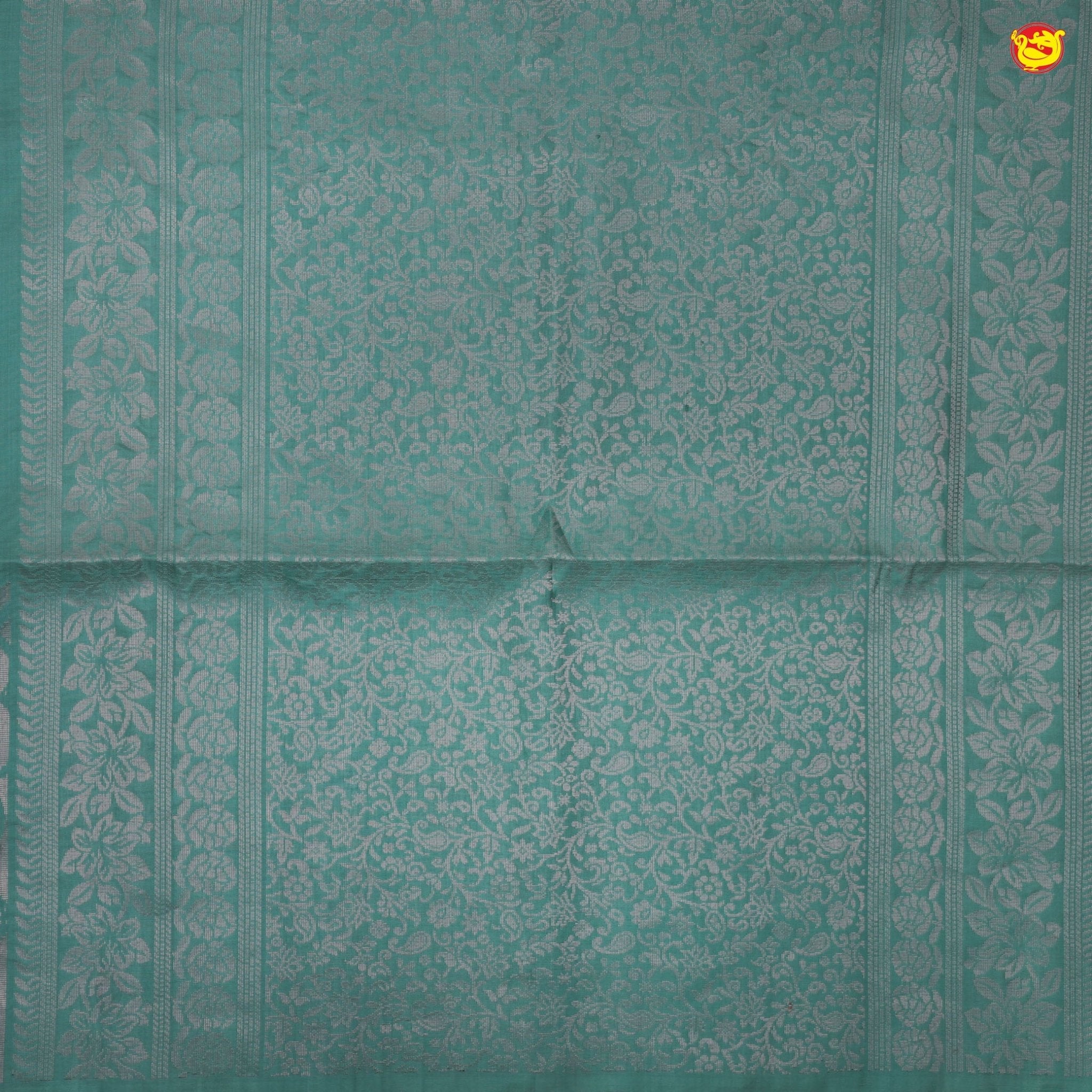 English green soft silk saree with silver zari - Thenianantham
