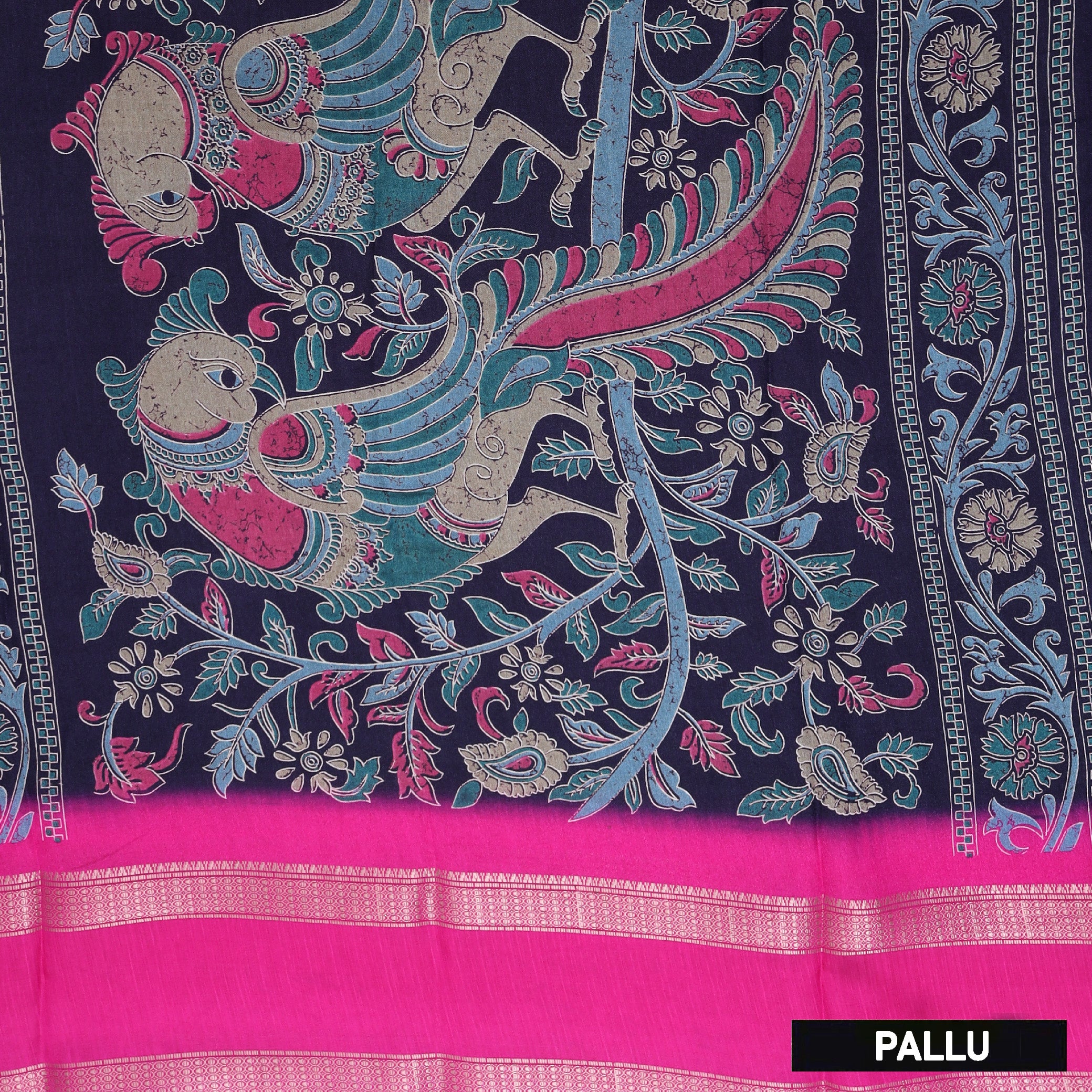 Navy Blue with Pink My sore Silk Saree