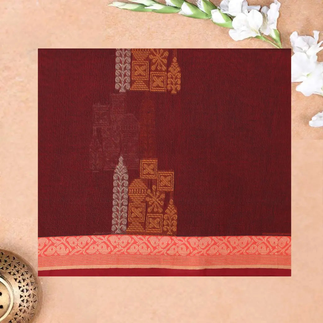 Brown Color Negamam Cotton Saree
