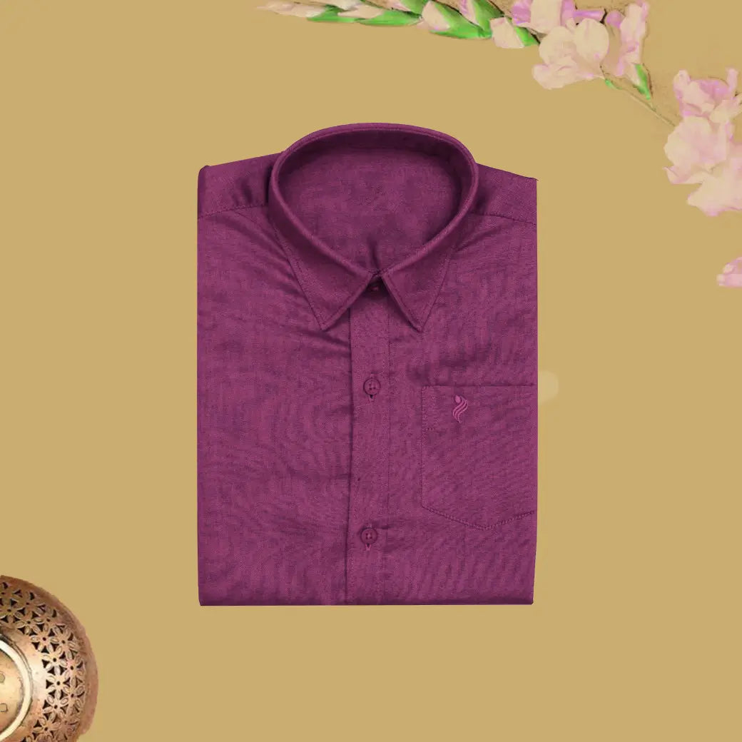Purple Cotton with Boy’s Readymade Shirt And Dhoti Set