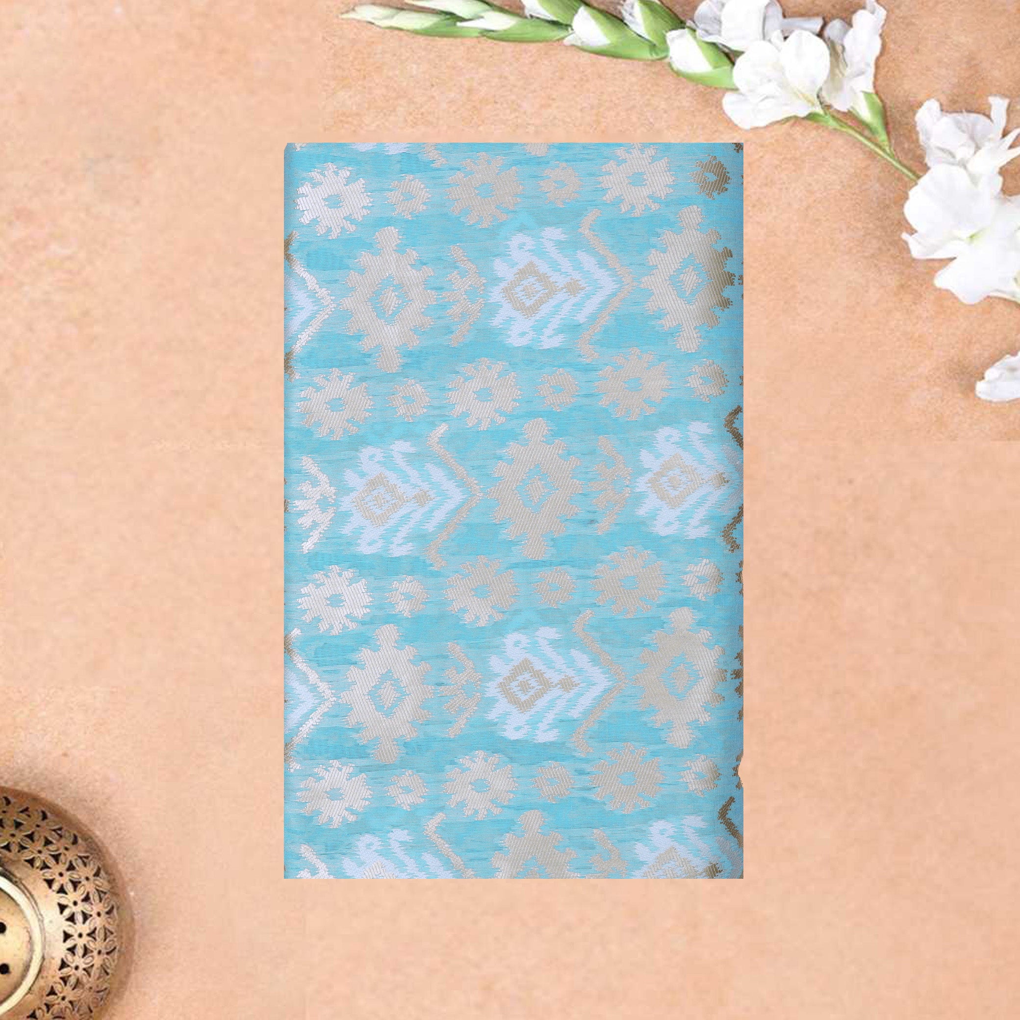 Bright Blue Colour Fancy Weaving Saree