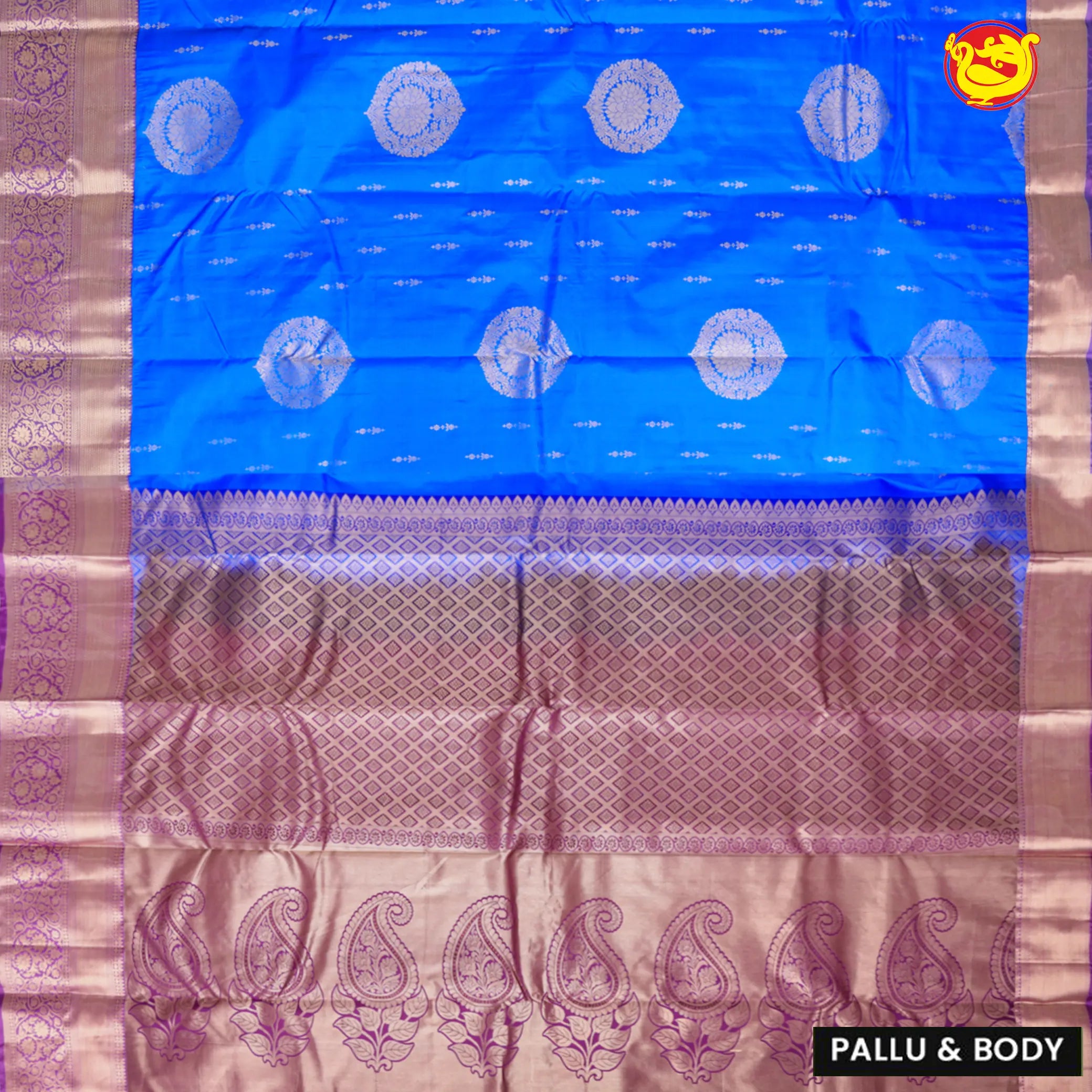 Blue with Purple Soft Silk Saree