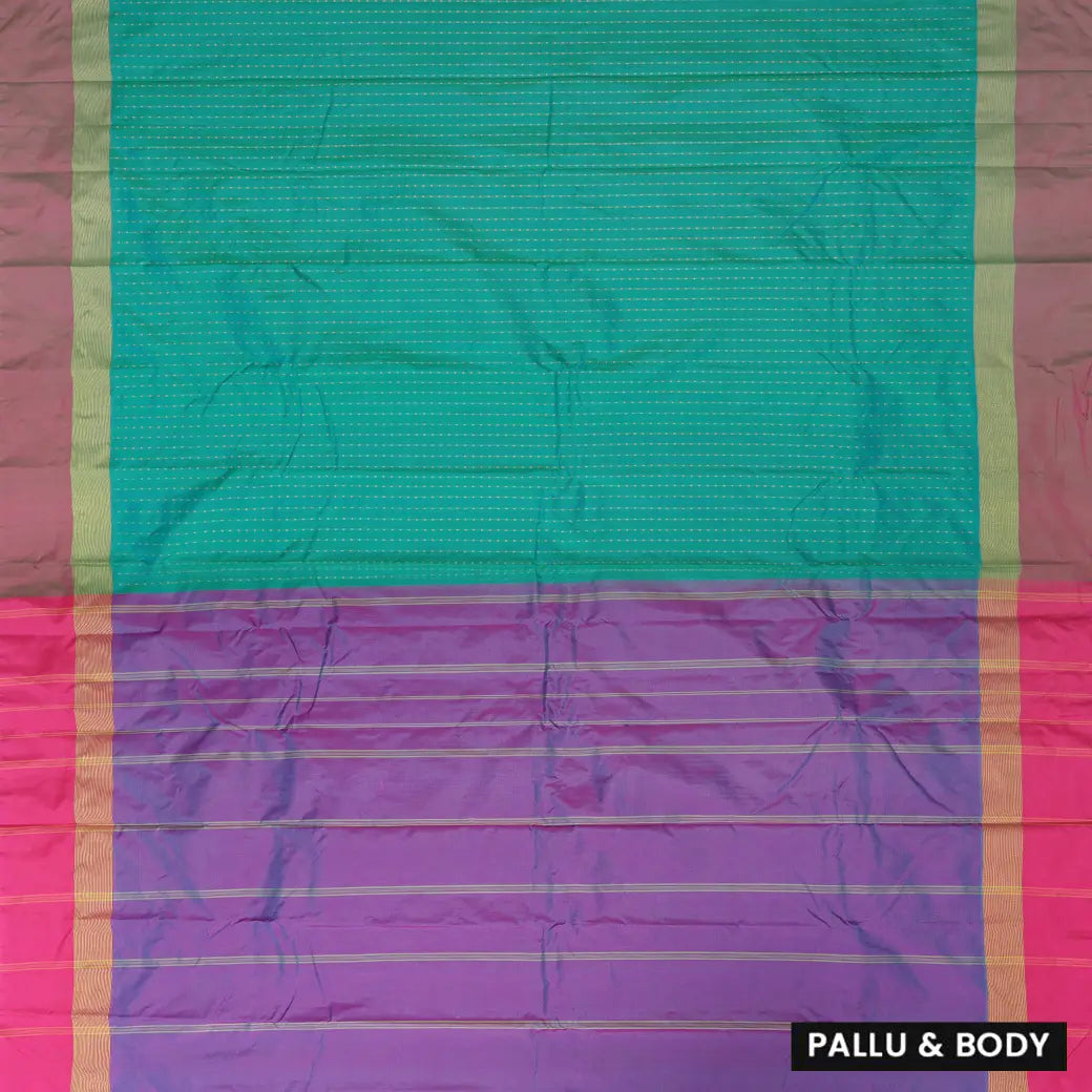 Persian Green With Purple-Magenta Arani Silk Saree
