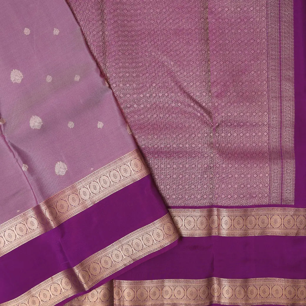 Lavender with Pink border soft silk saree