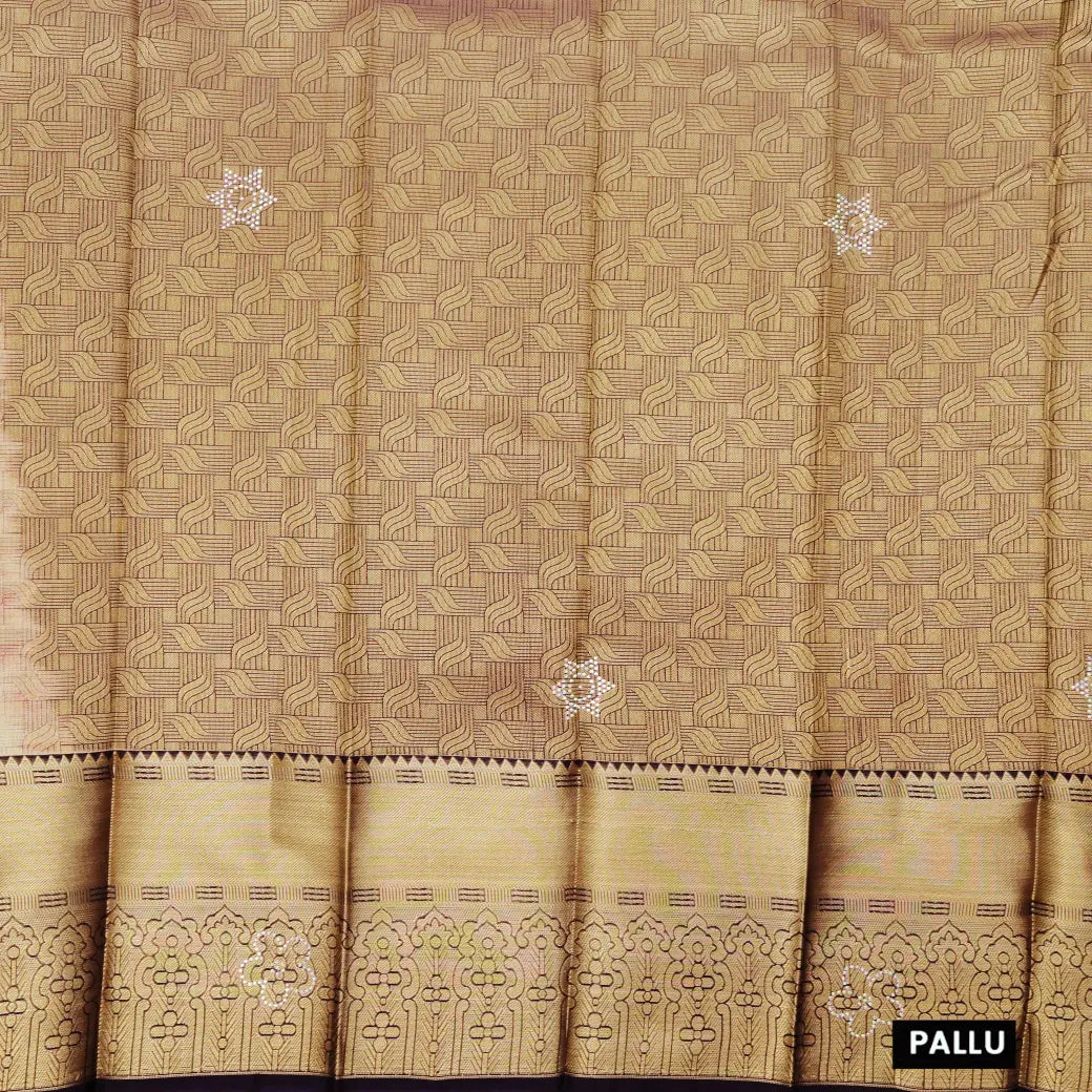Light Beige with Dark Purple Art Silk Saree
