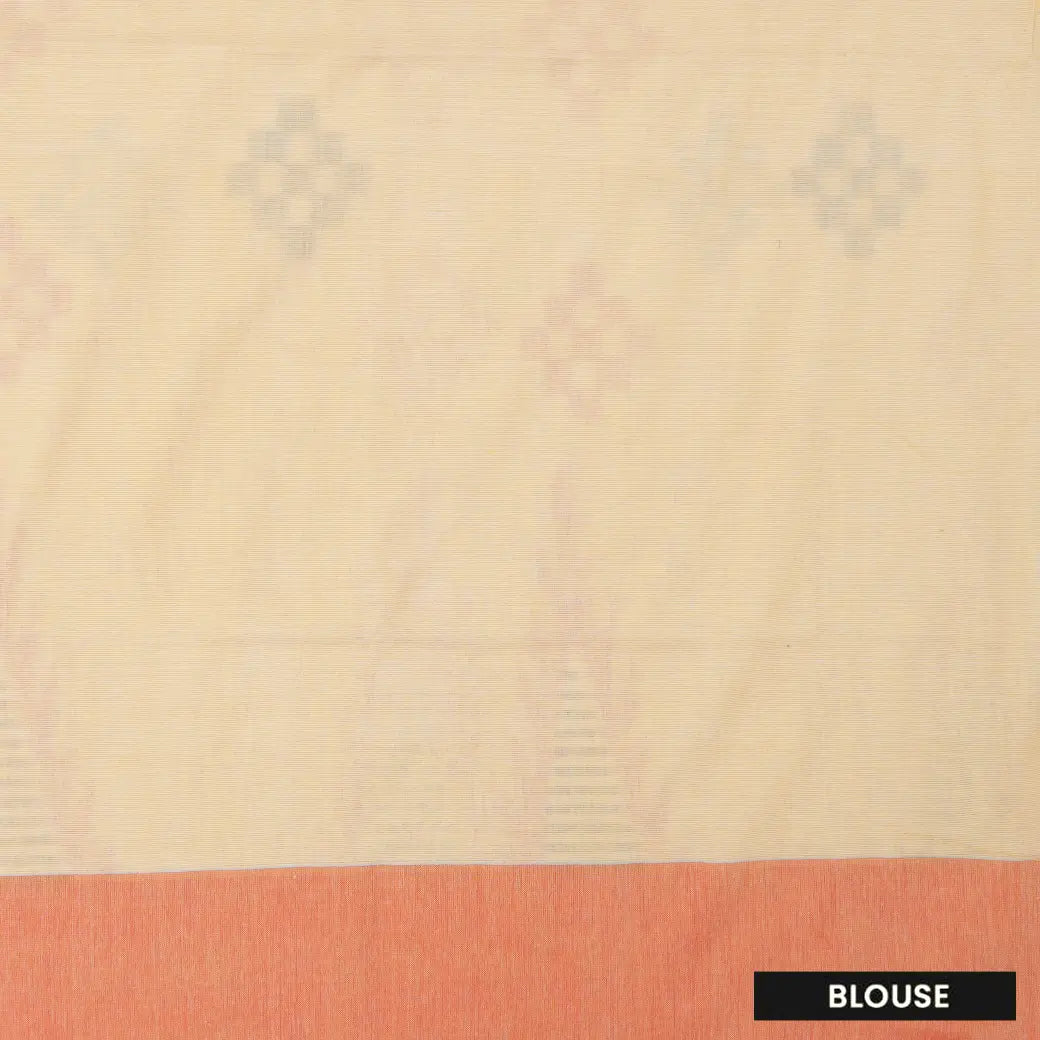 Peach color Linen Cotton Saree