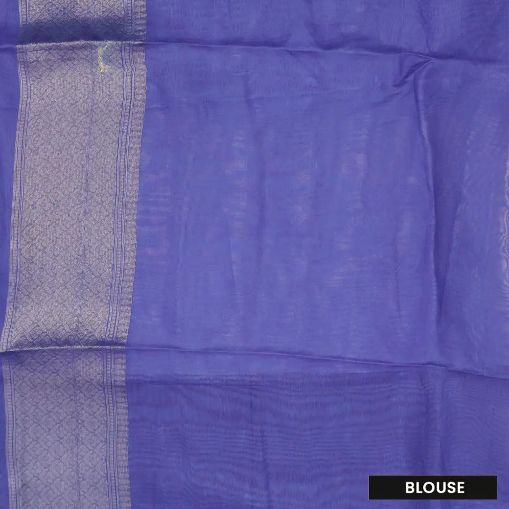 Orange with Blue Paisley Design Pattern Semi Burberry Silk Saree