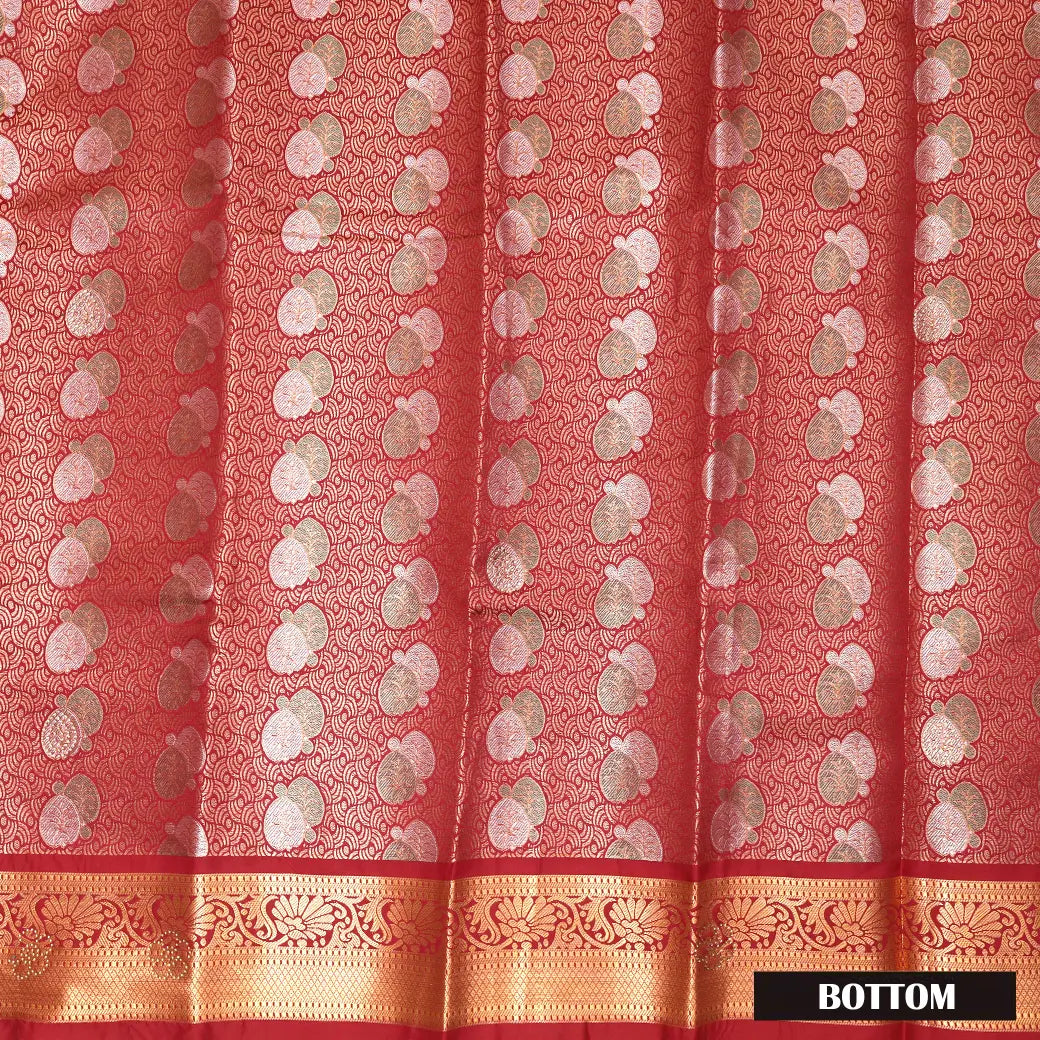 Maroon Colour Floral Design Traditional Pattu Pavadai Material