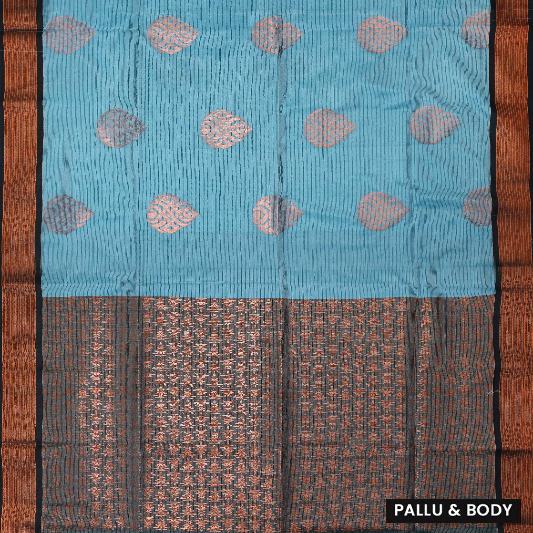 Sky Blue with Dark Green Soft Silk Saree