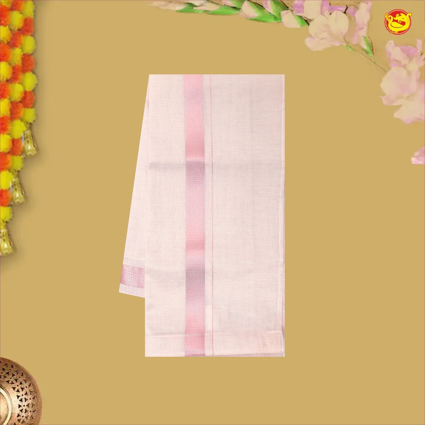 Pastal Pink Tissue Boy’s Readymade Shirt And Dhoti Set