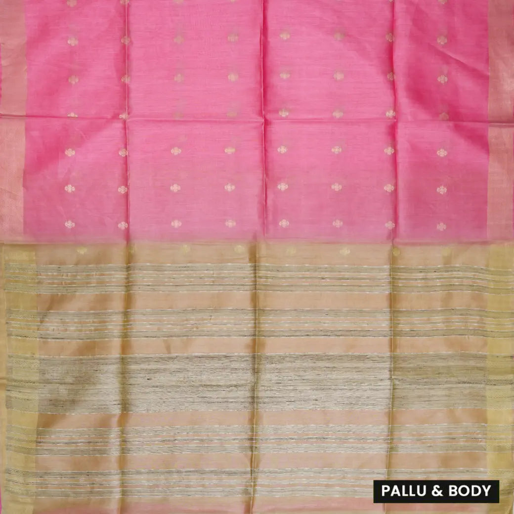 Cream with Light Pink Art Tussar Saree